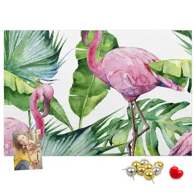 Tableau de liège motif flamants roses