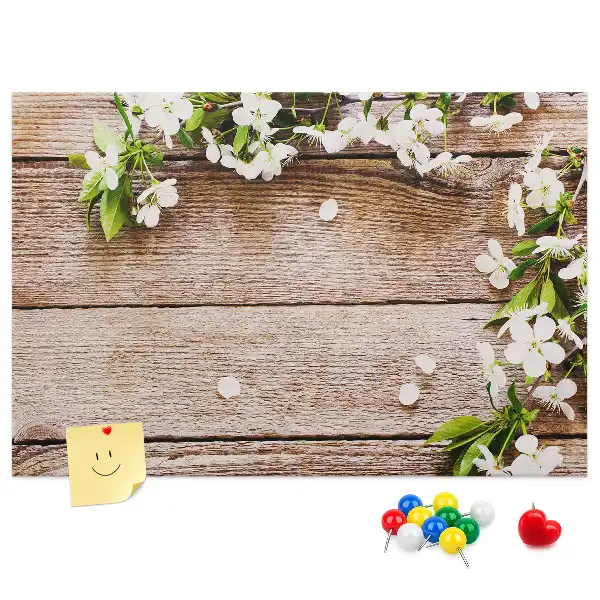 Tableau en liège décoratif avec motif de fleurs sur bois