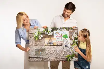 Tableau en liège décoratif avec motif de fleurs sur bois