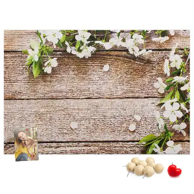 Tableau en liège décoratif avec motif de fleurs sur bois
