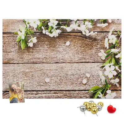 Tableau en liège décoratif avec motif de fleurs sur bois