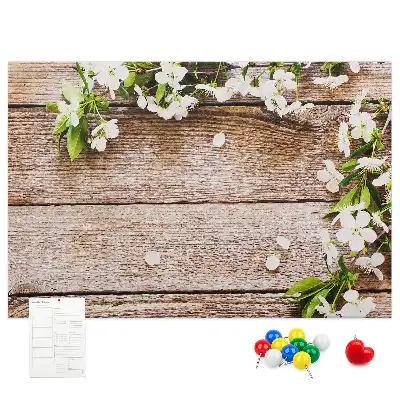 Tableau en liège décoratif avec motif de fleurs sur bois
