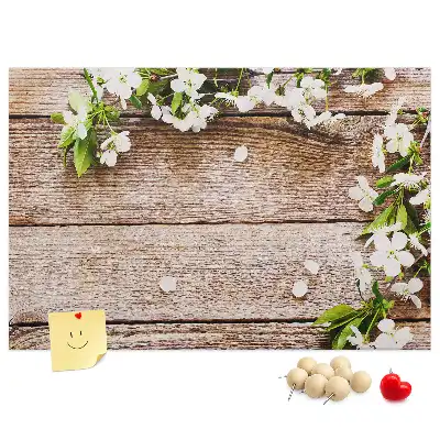 Tableau en liège décoratif avec motif de fleurs sur bois