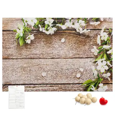 Tableau en liège décoratif avec motif de fleurs sur bois
