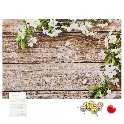 Tableau en liège décoratif avec motif de fleurs sur bois