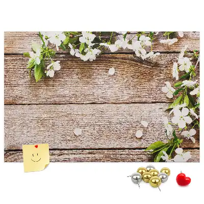 Tableau en liège décoratif avec motif de fleurs sur bois