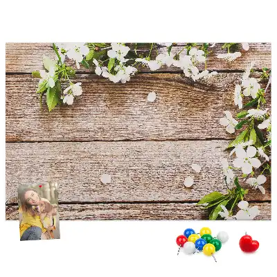 Tableau en liège décoratif avec motif de fleurs sur bois