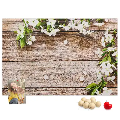 Tableau en liège décoratif avec motif de fleurs sur bois