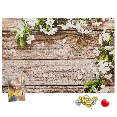 Tableau en liège décoratif avec motif de fleurs sur bois