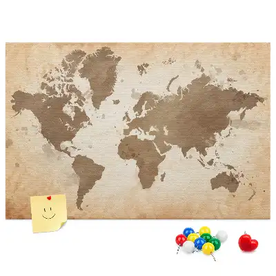 Carte du monde peinte sur tableau de liège