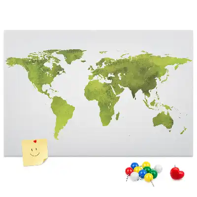 Tableau d'affichage en liège motif carte du monde aquarelle
