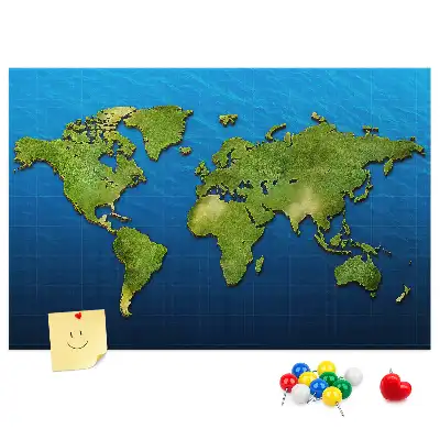 Tableau en liège décoratif avec les contours des pays du monde