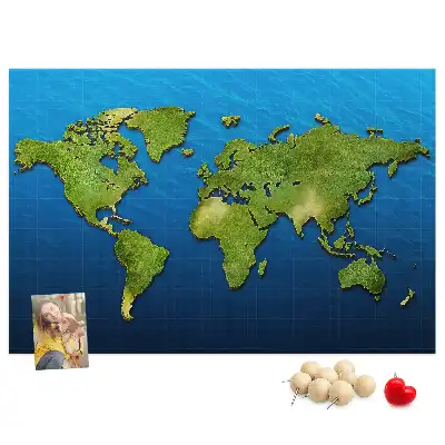 Tableau en liège décoratif avec les contours des pays du monde