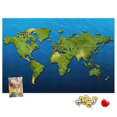 Tableau en liège décoratif avec les contours des pays du monde
