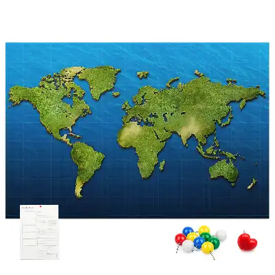 Tableau en liège décoratif avec les contours des pays du monde