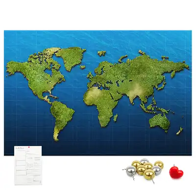 Tableau en liège décoratif avec les contours des pays du monde