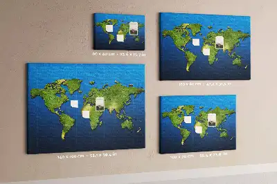 Tableau en liège décoratif avec les contours des pays du monde