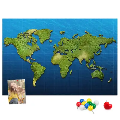 Tableau en liège décoratif avec les contours des pays du monde