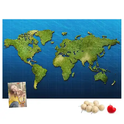 Tableau en liège décoratif avec les contours des pays du monde