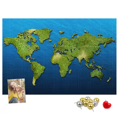 Tableau en liège décoratif avec les contours des pays du monde