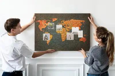 Tableau en liège décoratif avec motif de globe terrestre