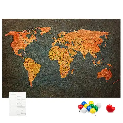 Tableau en liège décoratif avec motif de globe terrestre