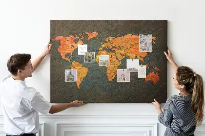 Tableau en liège décoratif avec motif de globe terrestre