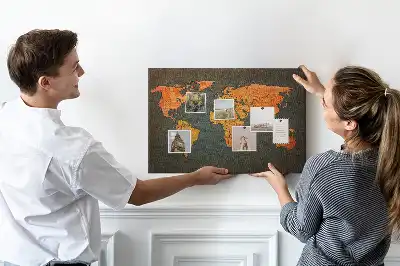 Tableau en liège décoratif avec motif de globe terrestre