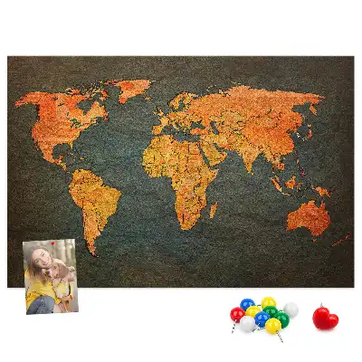 Tableau en liège décoratif avec motif de globe terrestre