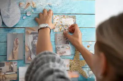 Tableau en liège déco Coquillages sur bois