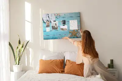 Tableau en liège déco Coquillages sur bois