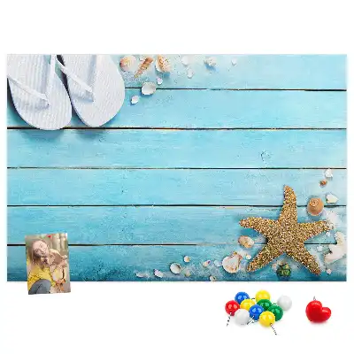 Tableau en liège déco Coquillages sur bois