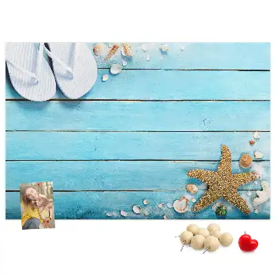 Tableau en liège déco Coquillages sur bois
