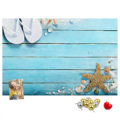 Tableau en liège déco Coquillages sur bois