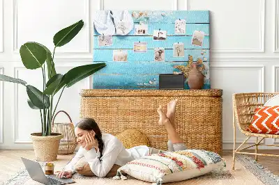 Tableau en liège déco Coquillages sur bois