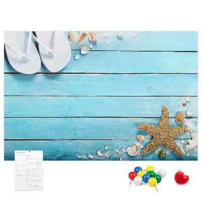 Tableau en liège déco Coquillages sur bois