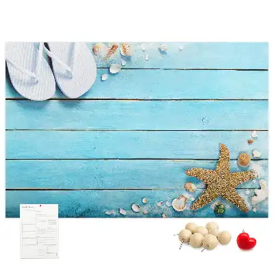 Tableau en liège déco Coquillages sur bois
