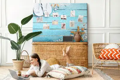 Tableau en liège déco Coquillages sur bois