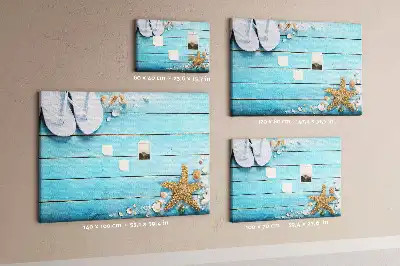 Tableau en liège déco Coquillages sur bois
