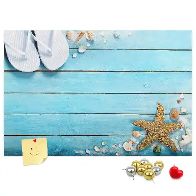 Tableau en liège déco Coquillages sur bois