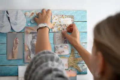 Tableau en liège déco Coquillages sur bois
