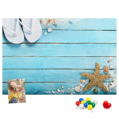 Tableau en liège déco Coquillages sur bois