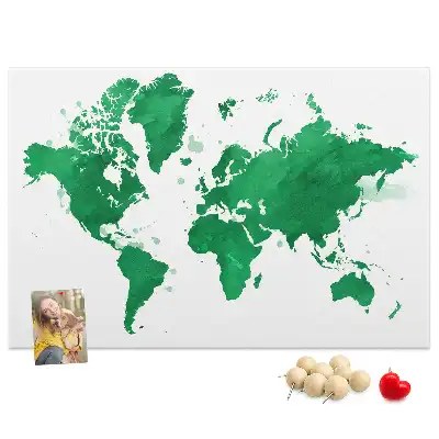 Tableau de liège carte du monde verte