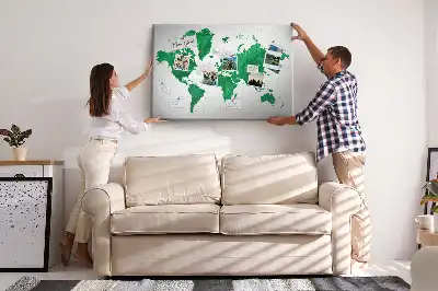 Tableau de liège carte du monde verte