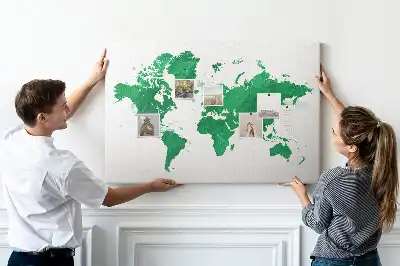 Tableau de liège carte du monde verte