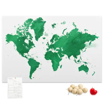 Tableau de liège carte du monde verte
