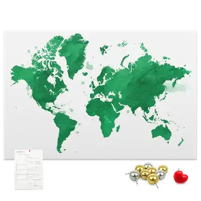 Tableau de liège carte du monde verte