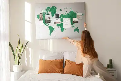 Tableau de liège carte du monde verte