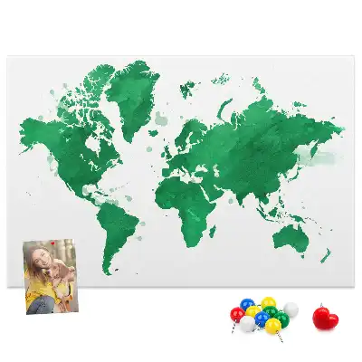 Tableau de liège carte du monde verte