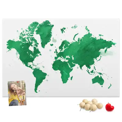Tableau de liège carte du monde verte